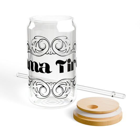 Mama Tired Sipper Glass, 16oz